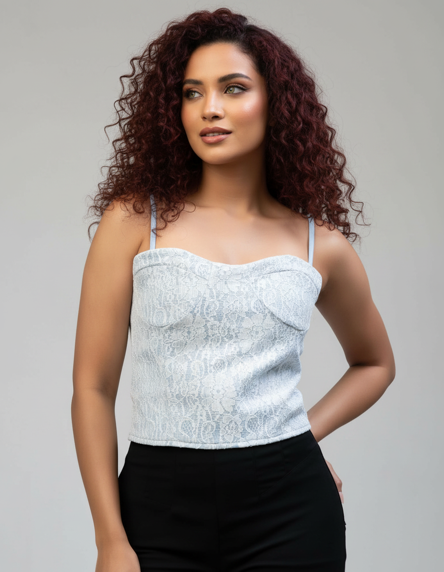 Lace Cross-Tie Crop Top - Aure Serene